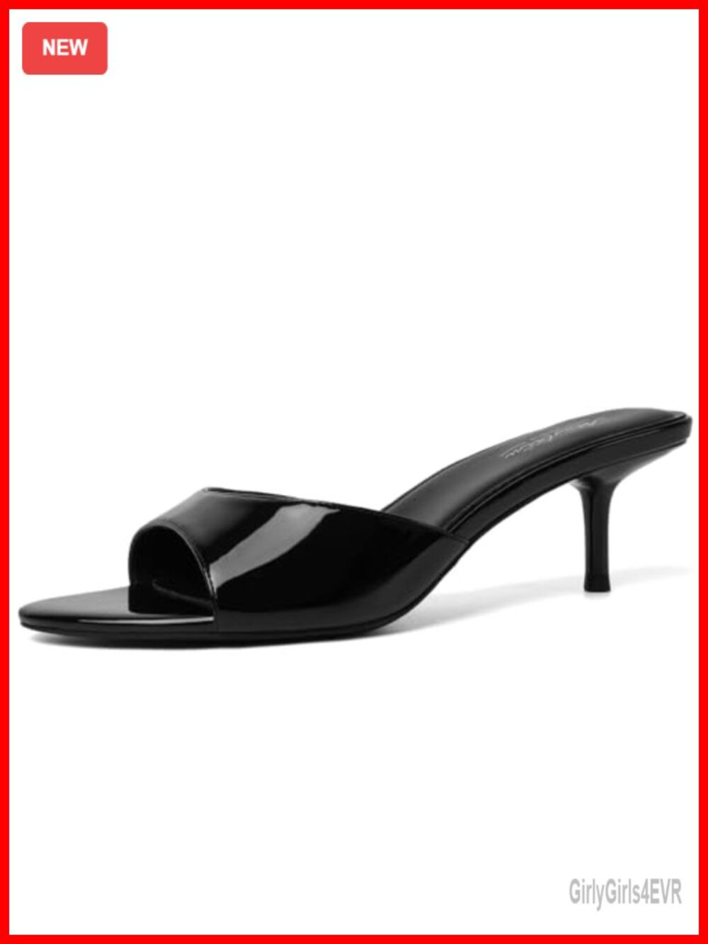 Kitten Heels Pointed Toe Mules Faux Leather Slip On Heeled Sandals for Party